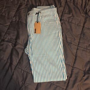 Blue and White Stripped Skinny jeans